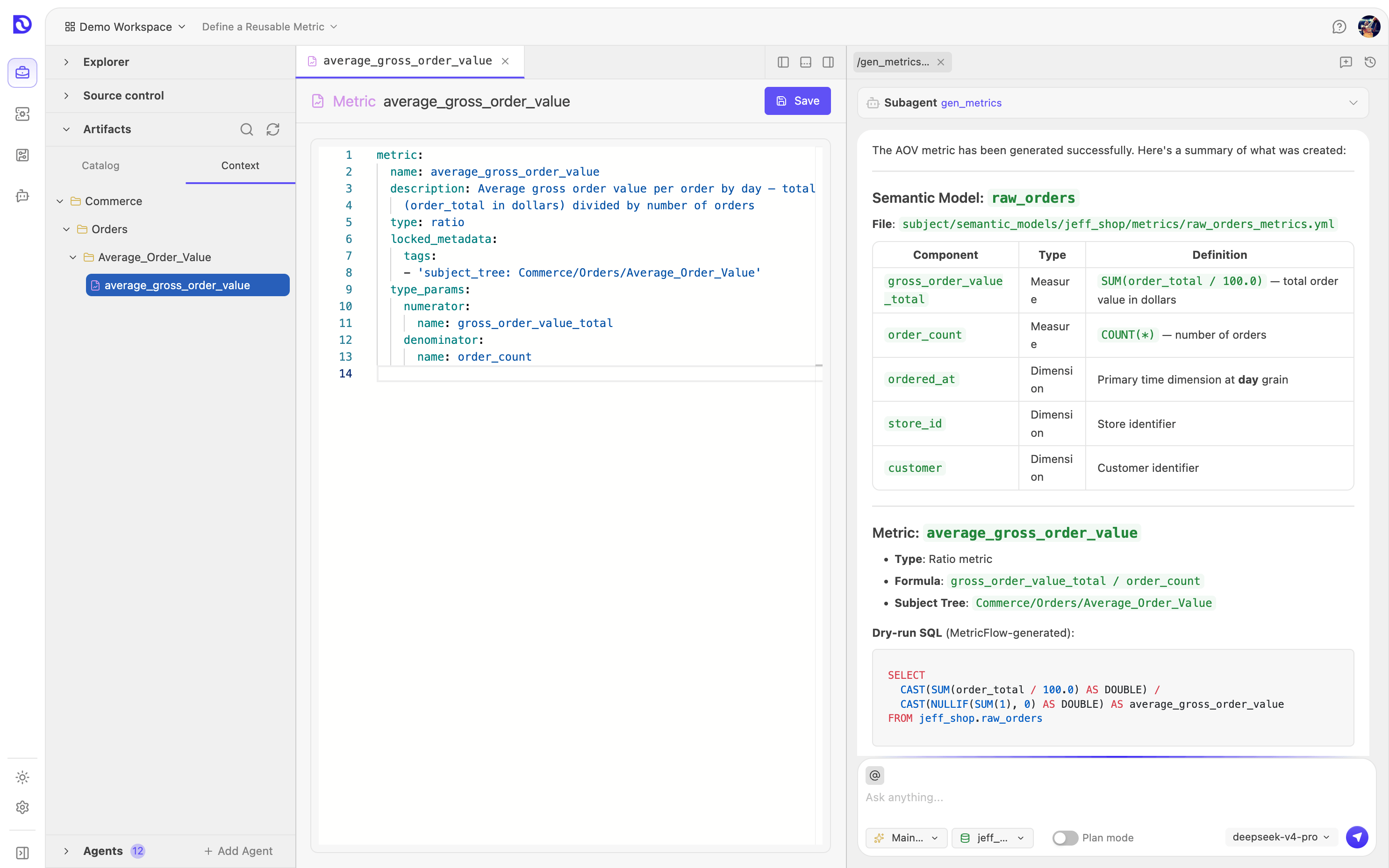 METRICS + CHATBOT